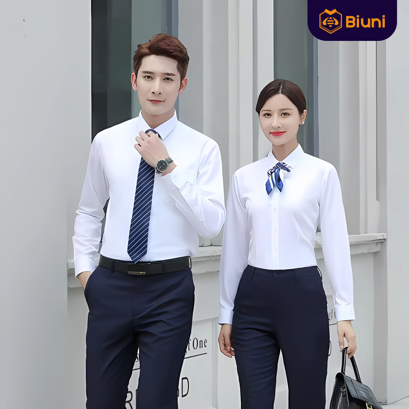 Áo Sơ Mi Đồng Phục Dài Tay Màu Trắng Nguyên Chất Không Nhăn